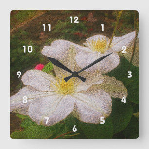 Horloge Carrée Espèce de White Clematis