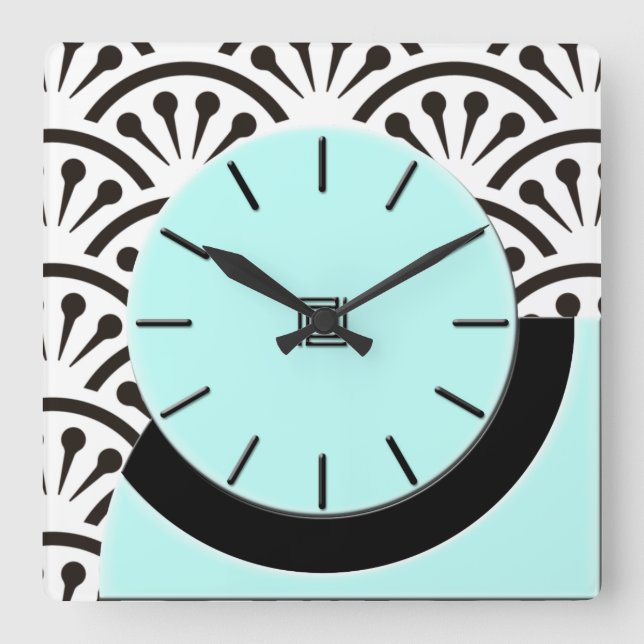 Horloge Carrée Espèce Deco Cut-A-Way (Aqua+Black) (Recto)