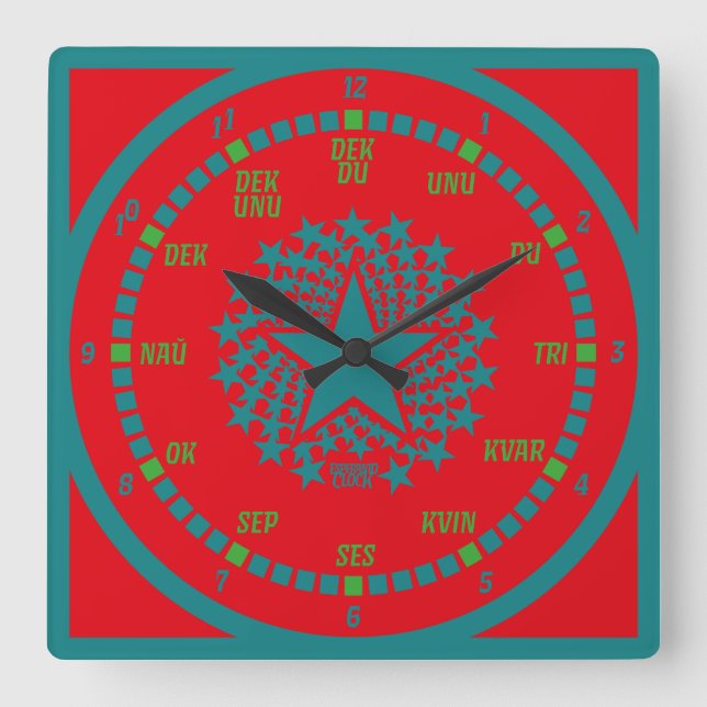 HORLOGE CARRÉE ESPERANTO LANGUAGE BY MASANSER PIXELAT (Recto)