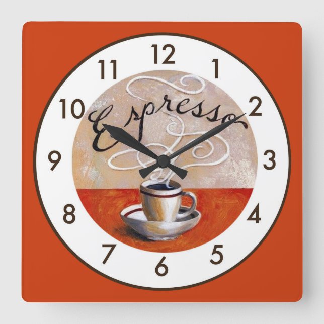Horloge Carrée Espresso Très Amusant (Recto)