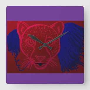 Horloge Carrée Esprit de fille guépard