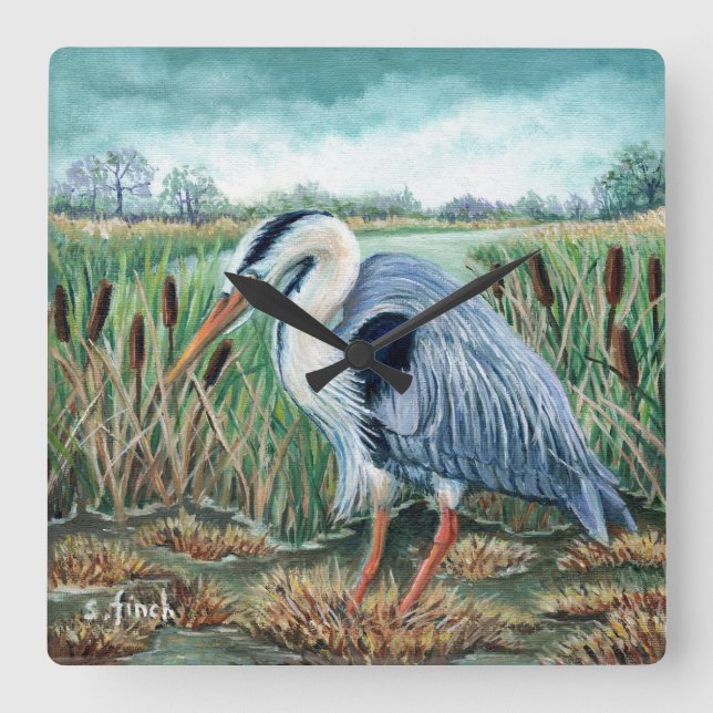 Horloge Carrée Esprit d'Héron (Recto)