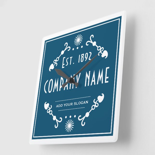 Horloge Carrée Established Business Name, Decorative (Angle)