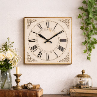 Horloge Carrée Esthétique gothique victorienne numérale romaine v