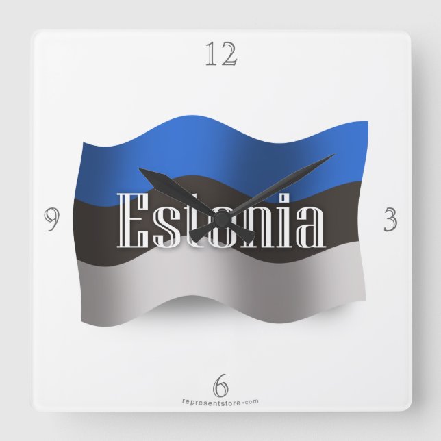 Horloge Carrée Estonia waving Flag (Recto)