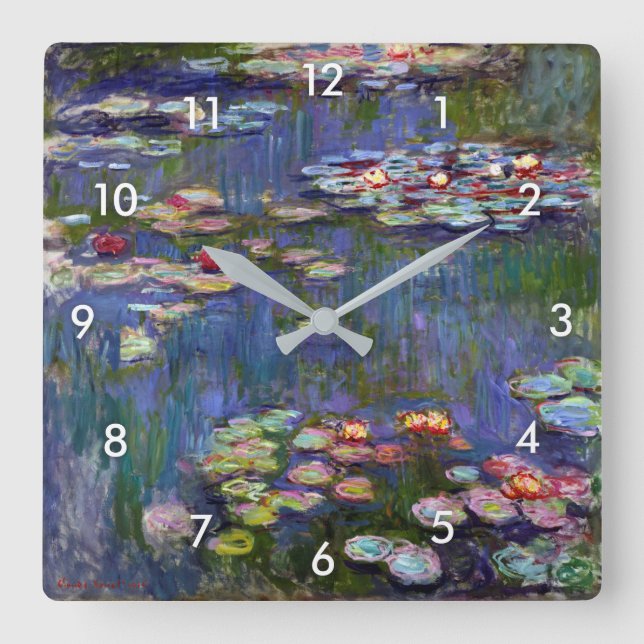 Horloge Carrée Etang Lily, Monet (Recto)