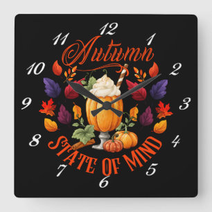 Horloge Carrée État D'Esprit Noir Automne