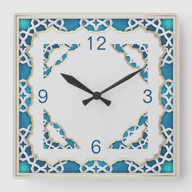Horloge Carrée Ethnic blue (Recto)