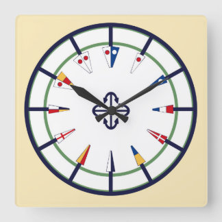 Horloge Carrée Étiquette numérique du drapeau de nid nautique