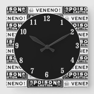 Horloge Carrée Étiquettes de poison vintage