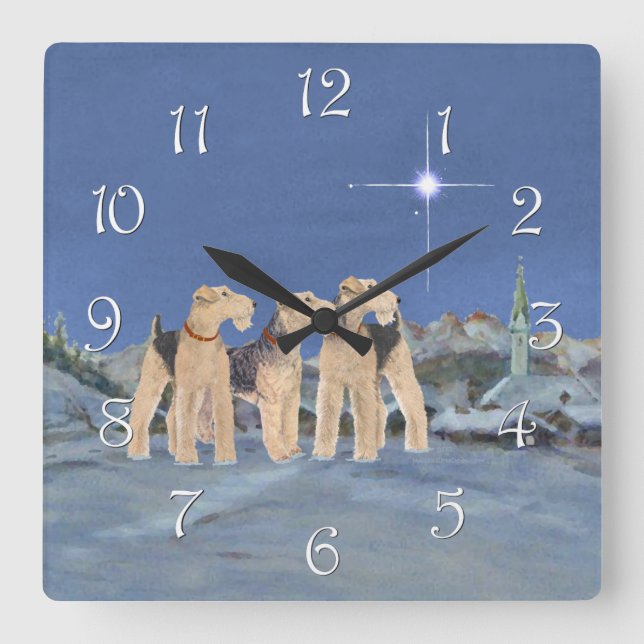 Horloge Carrée Étoile de Noël (Recto)