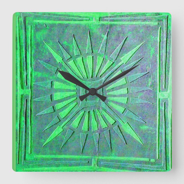 Horloge Carrée ÉTOILE DU MATIN , Vert clair (Recto)
