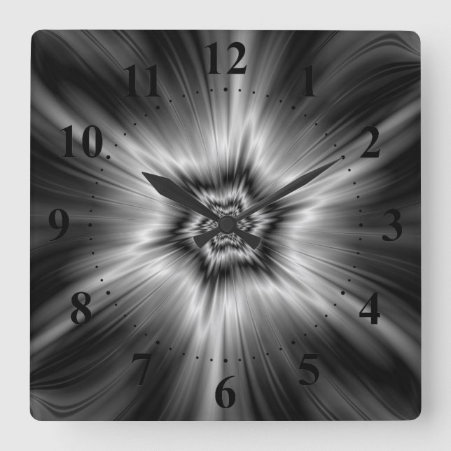 Horloge Carrée Étoile noire et blanche éclate (Recto)