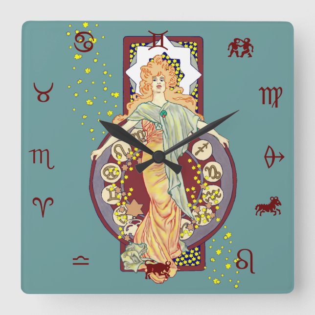 Horloge Carrée Étoiles éparses (Recto)