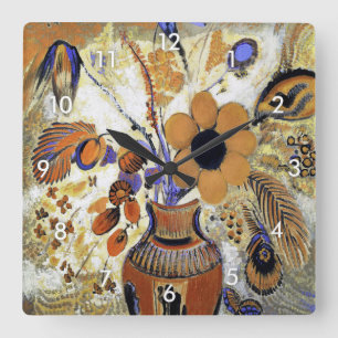 Horloge Carrée Etruscan vase with Flowers, Redon