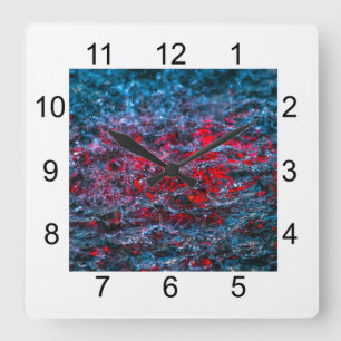 Horloge Carrée Etude En Aquarelle - Rouge