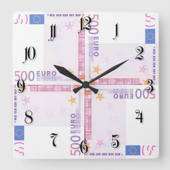 Horloge Carrée euro motif 500 (Recto)