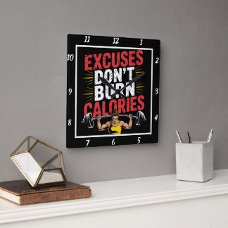 Horloge Carrée Excuses Ne pas brûler Calories Exercice