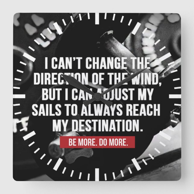 Horloge Carrée Exercice de musculation Mots Motivationnels (Recto)