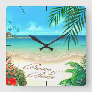 Horloge Carrée Exotic Beach ::CUSTOM for Berne:
