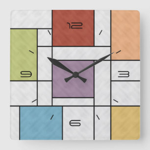 Horloge Carrée Explosion de Couleurs