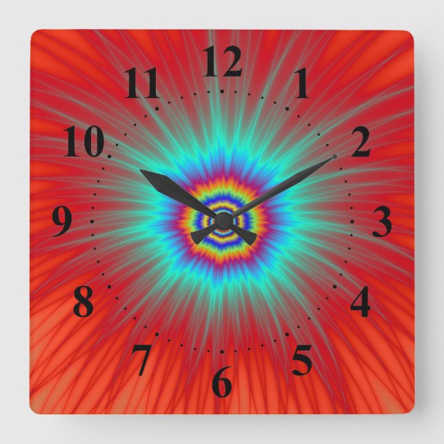 Horloge Carrée Explosion de Wall Clock Turquoise (Recto)