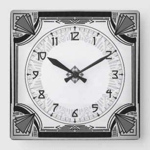 Horloge Carrée Exquise Art déco Clock Black and White Version