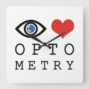 Horloge Carrée Eye Love Heart Optometry - Optométriste Tableau de