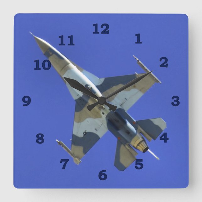 Horloge Carrée F-16 Falcon de combat Jet électrique (Recto)