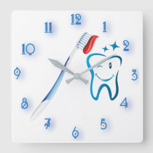 Horloge Carrée Fab Dentist Toothbrush Extraordinaire