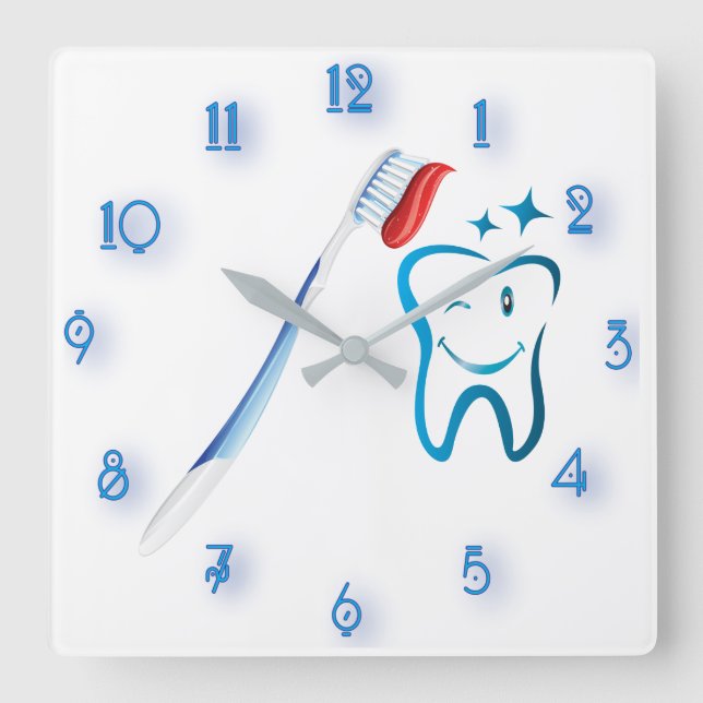 Horloge Carrée Fab Dentist Toothbrush Extraordinaire (Recto)