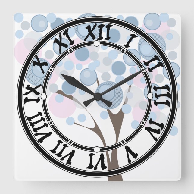Horloge Carrée Fabulous, wood, square wall clock (Recto)