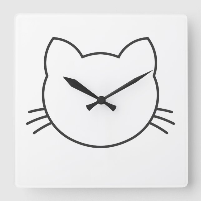 Horloge Carrée Face de chat (Recto)