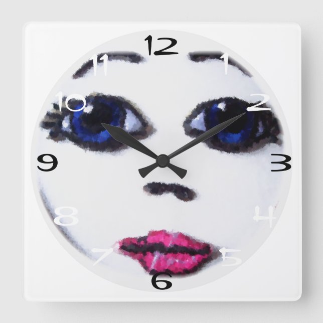 Horloge Carrée Face de poupée (Recto)