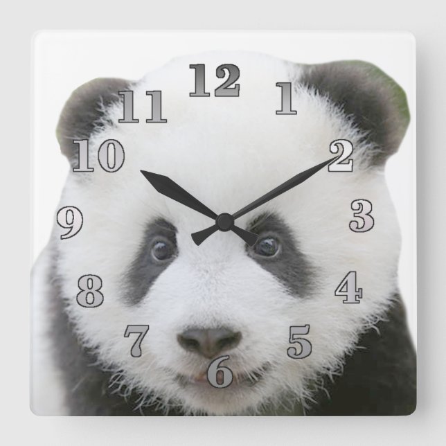 Horloge Carrée Face Panda (Recto)