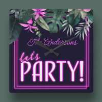 Faisons la fête Rose Néon Électrique Tropical Anni