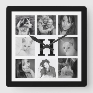 Horloge Carrée Faites vos propres 8 photos d'Instagram avec le