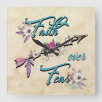 Faith Over Fear Square Wall Clock
