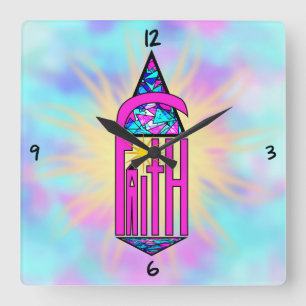 Horloge Carrée Faith Steeple Square Wall Clock