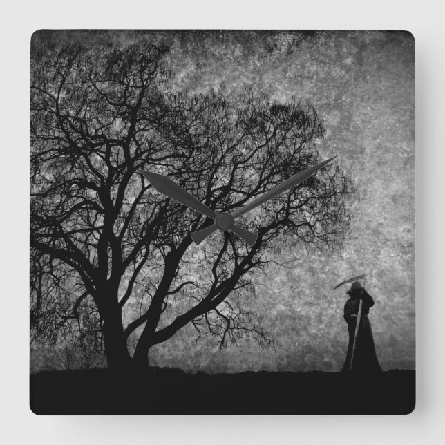 Horloge Carrée Falln Grim Reaper Frontières Art Original Entre (Recto)