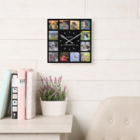 Famille noire moderne photo collage nom monogramme
