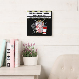 Horloge Carrée Famille personnalisée Accueil cinéma Théâtre perso