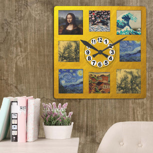 Horloge Carrée Famous Painting Art Clock/Van Gogh, da Vinci