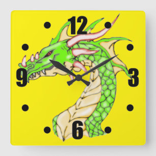 Horloge Carrée Fantasy dragon Wall Clock