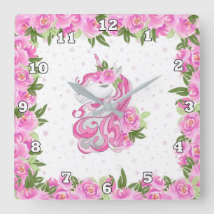 Horloge Carrée Fantasy unicorn decor clock