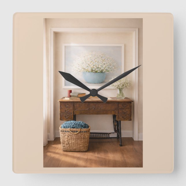 Horloge Carrée Farmhouse “Home Is Where Love Is”  Rustic Decor (Recto)