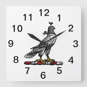 Horloge Carrée Faucon de chasse héraldique portant capuchon de ca