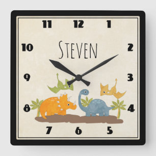 Horloge Carrée Faune sauvage de Cute Dinosaure