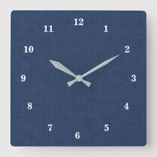Horloge Carrée Faux Blue Jeans Fabric Wall Clock