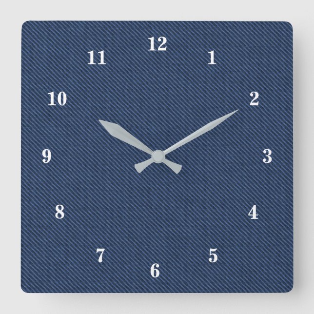 Horloge Carrée Faux Blue Jeans Fabric Wall Clock (Recto)